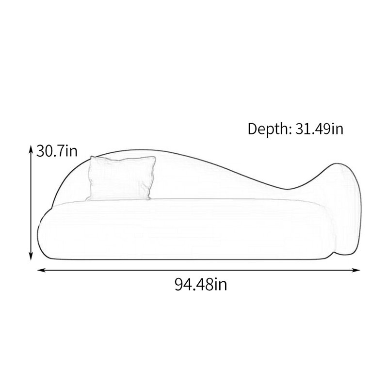 Méridiennes simples d'intérieur, coussin de siège épais, Accoudoir à droite (vu de face)