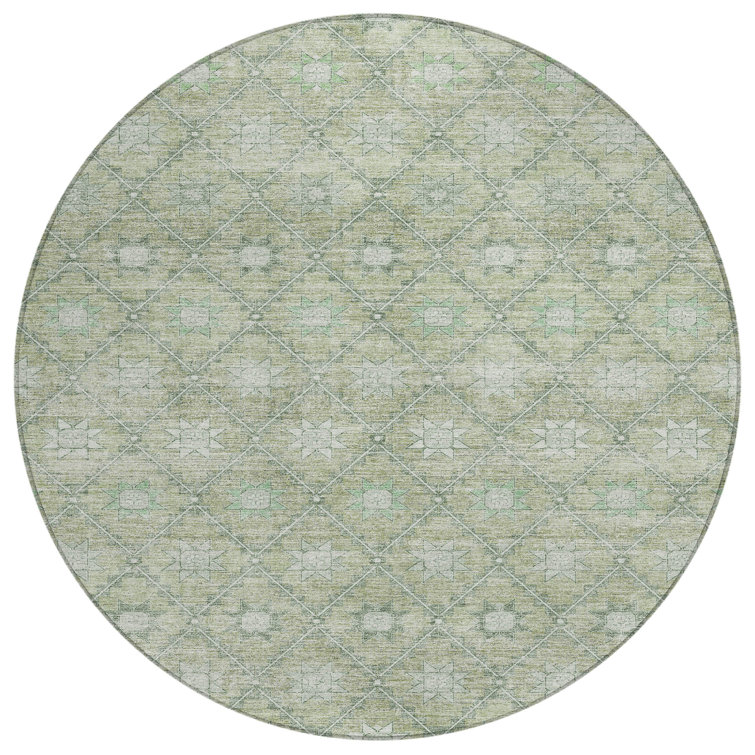 Machine Washable Indoor/Outdoor Xhevrie Aloe Rug