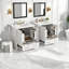 Meuble-lavabo double avec lavabo en céramique blanche, portes à fermeture douce, rangement spacieux, structure en bois massif, armoire de salle de bain moderne avec tiroirs et tablettes - unités 2 x 30 po-2057372239