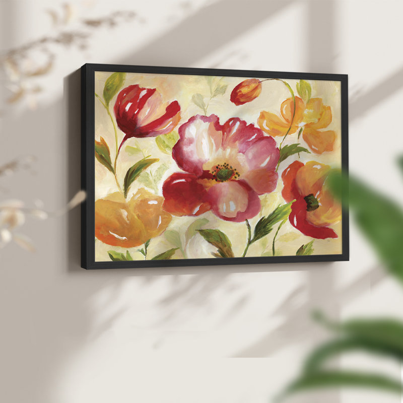 Jardin Rouge -Framed Print - Restickable, H 16 po x l 20 po, Noir, noir, noir, noir