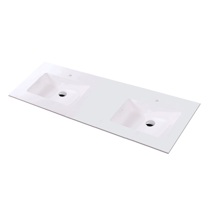 Kubitop 60'' L Bathroom Sink, Matte White, One Centered Hole