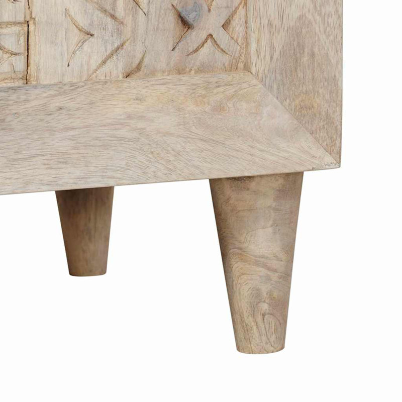 50cm W Solid Wood Bedside Table, Beige