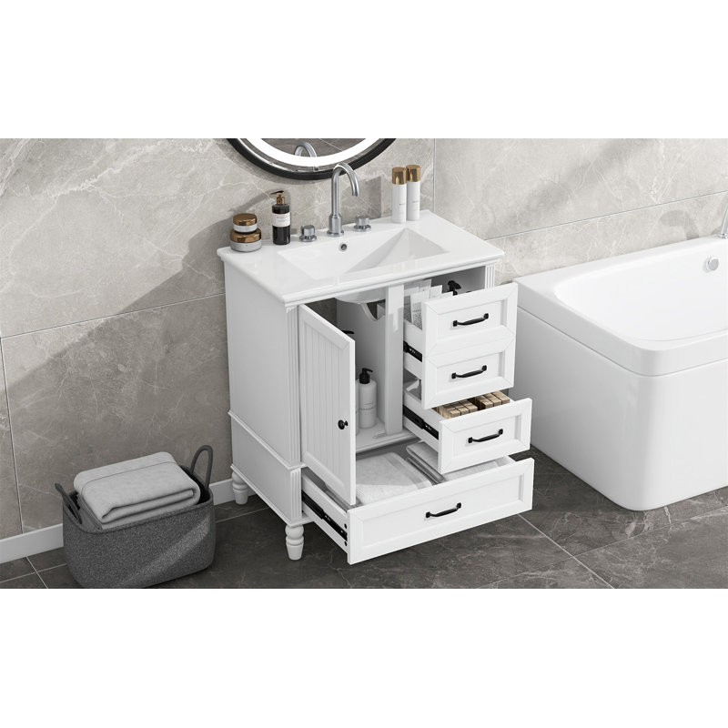 [Vidéo] Meuble-lavabo de 30 po avec lavabo, Blanc