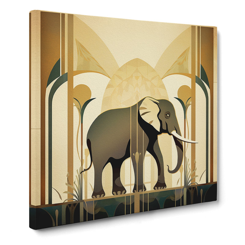 Elephant Art Deco No.2 - Wrapped Canvas
