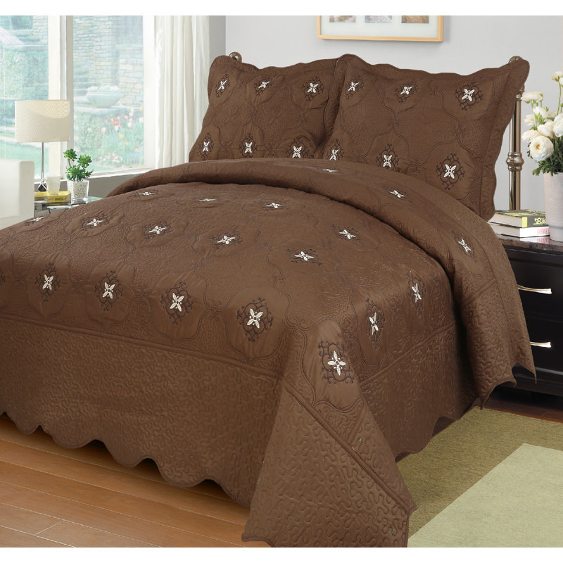 P-emma Quilt Abstract Quilt, Queen Quilt + 2 Shams, Coffee