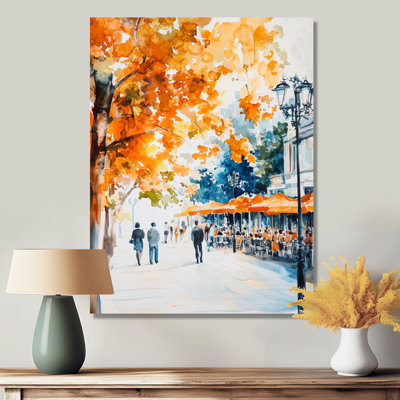 Autumn In Paris Cafe I - Cityscapes Metal Decor, City Paris Metal Print