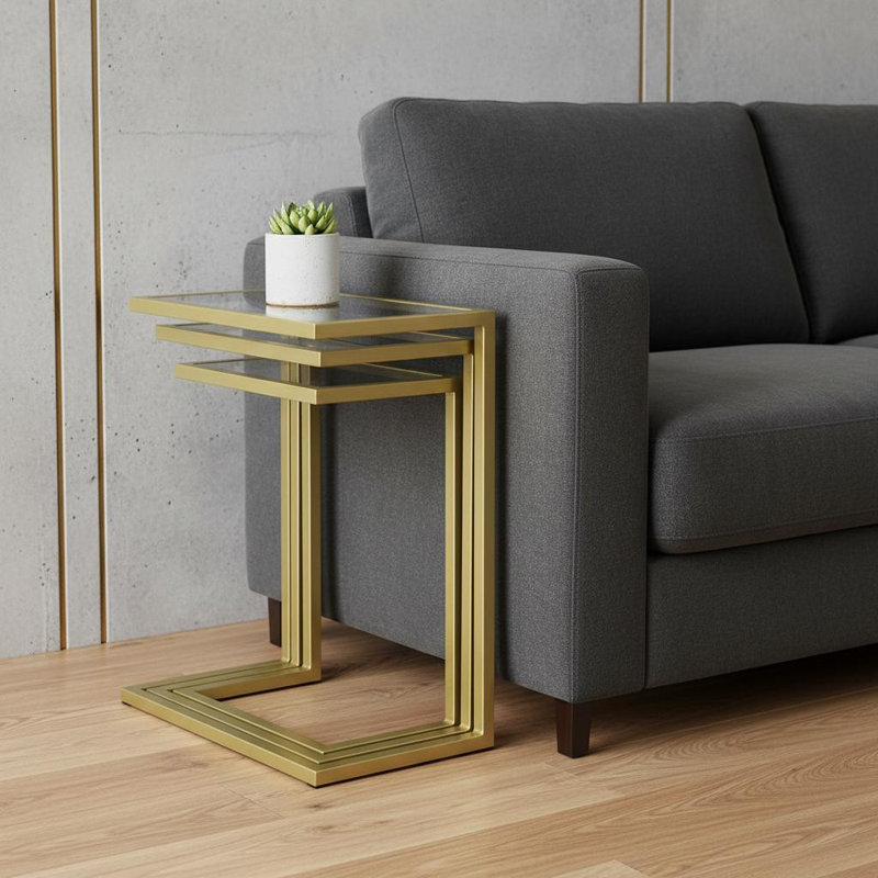  Table de bout rectangulaire contemporaine en verre chromé 24 po