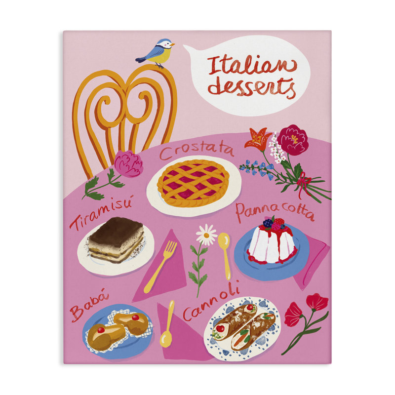  Art italien sur toile, "Italian Desserts Table" par Be Ni La, H 40 po x l 30 po