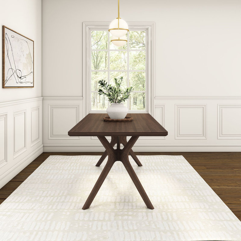 Muhsina Cross Leg Rectangular Dining Table, Walnut, 30"H x 72"W x 35.75"D