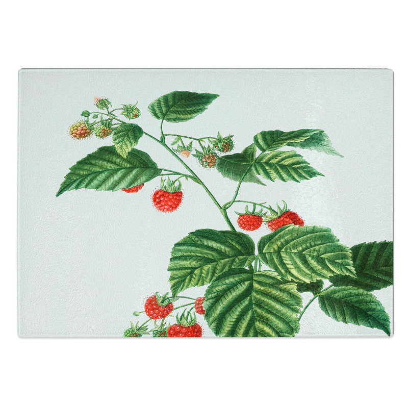 Tempered Glass Raspberry Plant by Pierre-Joseph Redoute Chopping Board, 39 cm W x 28.5 cm L