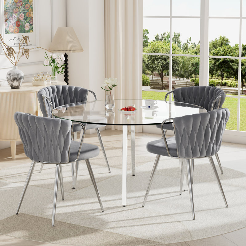 Ensemble de table de salle à manger 5 pièces pour 4 personnes, H 29,5 po x L 47 po x l 47 po, Gris