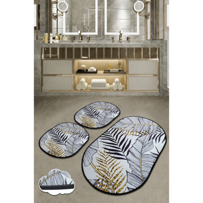 Luxury Bathmat Set (3 Pieces), Soft Antibacterial Polyester, 23.6 x 39.4 inches & 19.7 x 23.6 inches | Non-Slip Underside, 700 g/m² | Machine Washable, Ideal for Bathroom Comfort & Safety