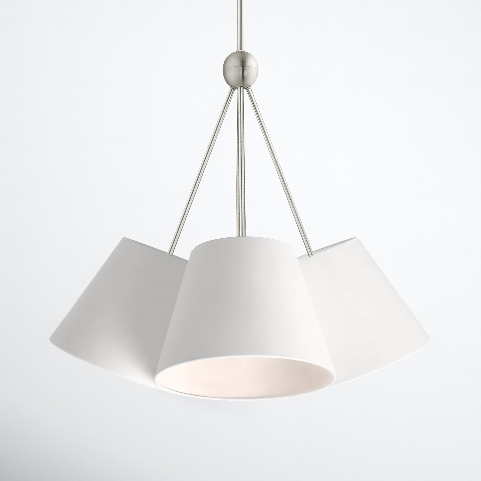 Grove 4 - Light Metal Dimmable Cone Chandelier, Off-white, Brushed Nickel