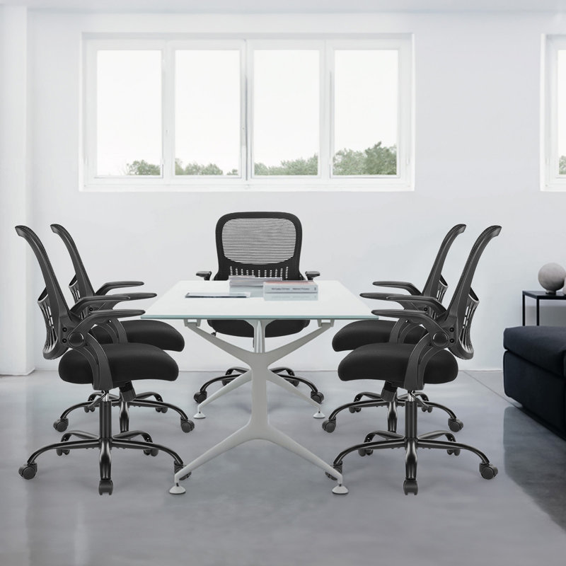 Fauteuil de bureau pivotant à hauteur réglable avec support lombaire Sweetcrispy Office, Noir