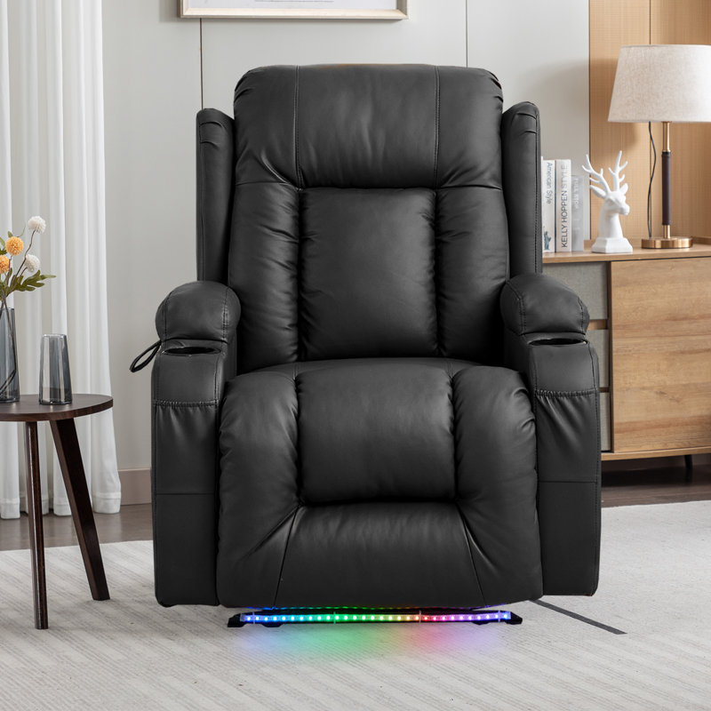 Jelon Faux Leather Power Recliner, Black