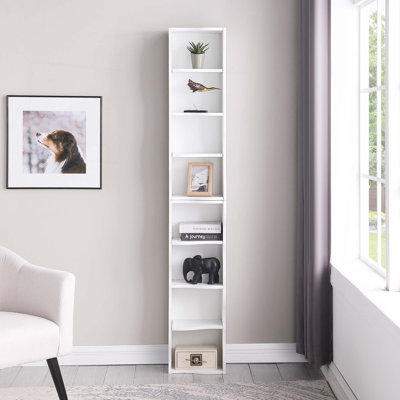 8-Layer Adjustable Shelf Ultra-Thin Bookshelf With A Wavy Border Design,Display And Multi-Functional Bookshelves In Home Offices