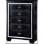 Commode à miroir noire contemporaine 1pc avec texture crocodile, poignées en croûte de diamant et cinq tiroirs spacieux