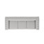 Canapé Chesterfield 3 places en tissu gris avec capitonnage à boutons profonds et garniture cloutée