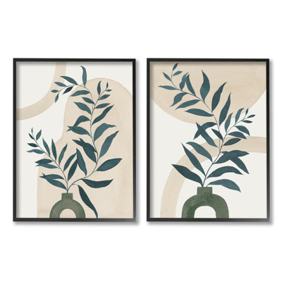 Nordic Herb Vases Shapes par Grace Popp - ensemble de 2 impressions sur bois