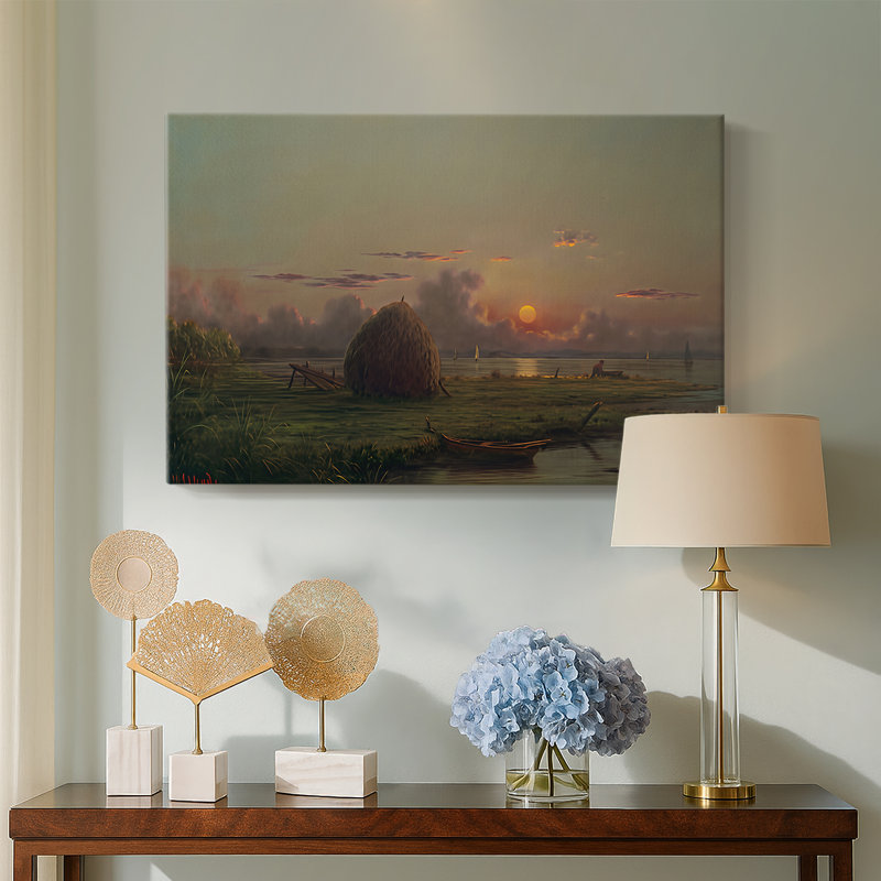 Martin Johnson Heade, "soleil couchant sur les marais salants" - Art mural de qualité musée sur toile tendue, 12 x 18