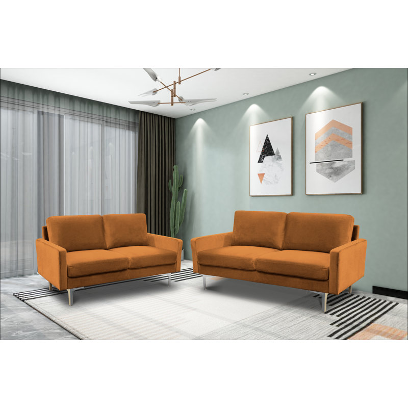 Ruddock 70" Velvet Square Arm Sofa, Ginger Velvet