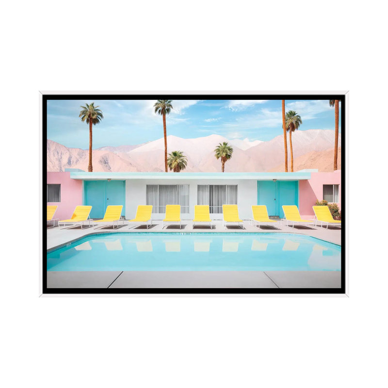 Palm Springs Pool Day - reproduction d'art murale encadrée, H 26 po x l 40 po, Reproduction encadrée sans passe-partout