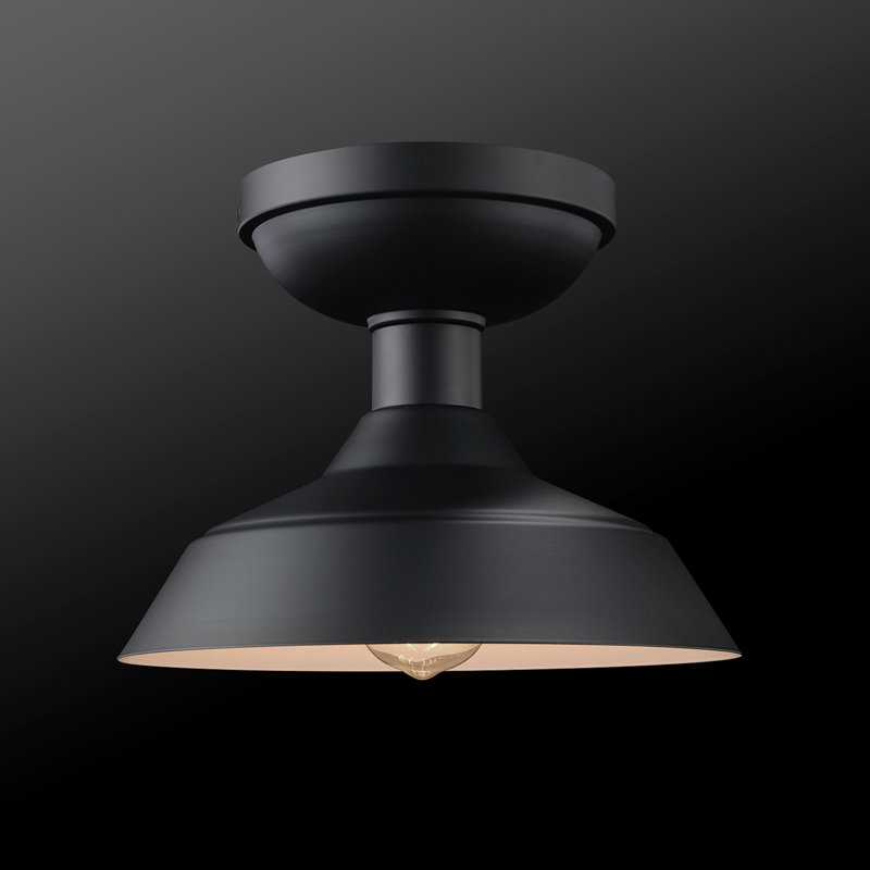 Matte Black Indoor/Outdoor Semi-Flush Mount Ceiling Light