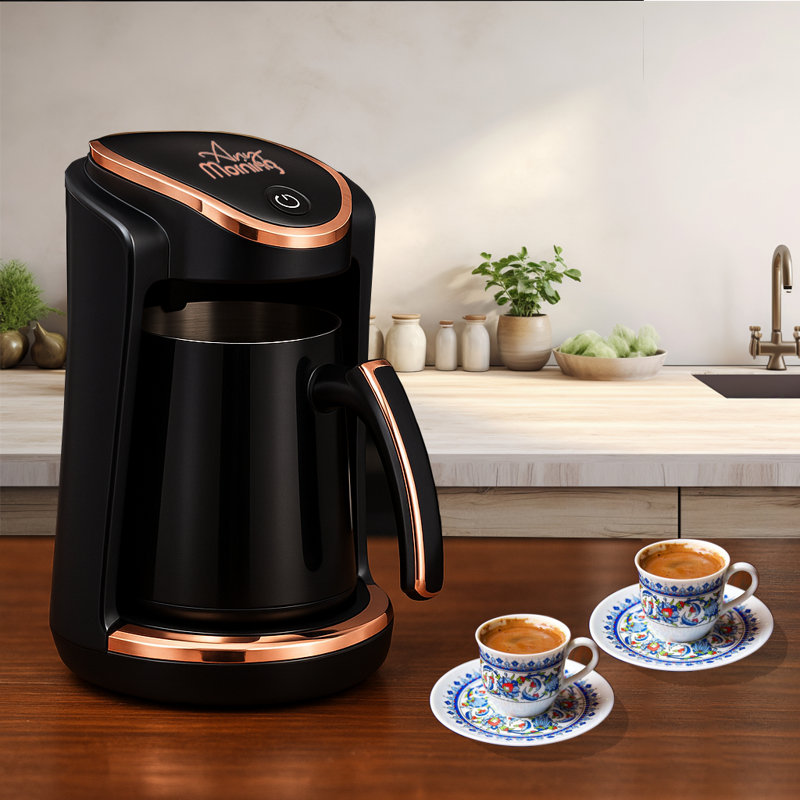 Machine à café turque / grecque / arabe à tasse automatique en acier inoxydable 1-4 tasses, noir