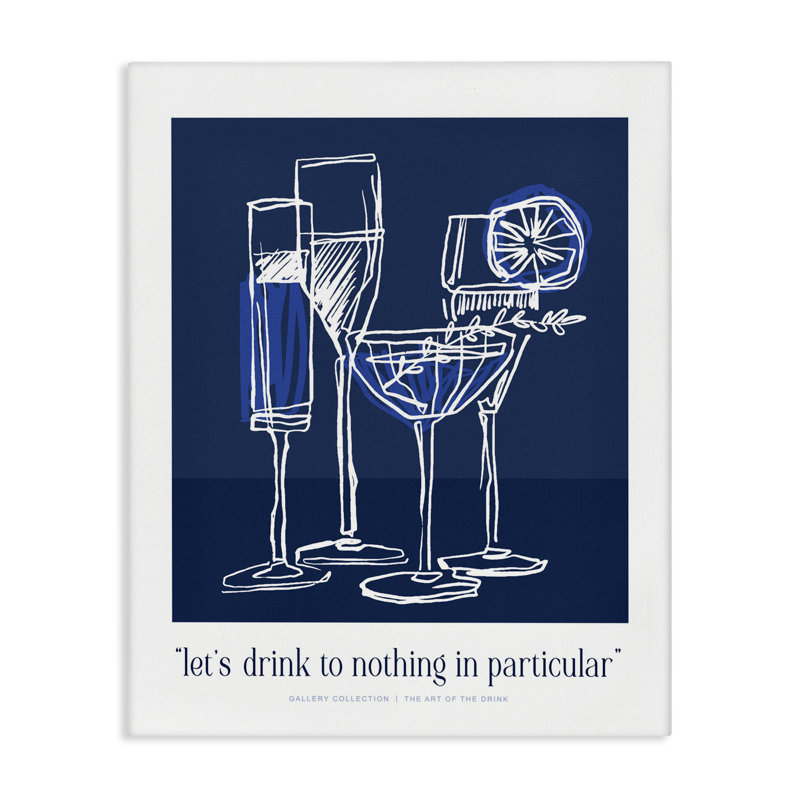 Toile «Blue Drink Toast», design par lettré et doublé, H 20 po x l 16 po