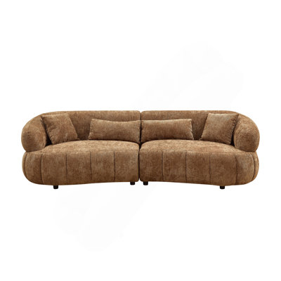 102.36 Inch Cloud-Like Sofa,Modern Sectional Curved Sofa,Textured Fabric Couch,Upholstered 4-Seat Comfy Sofa For Living Room
