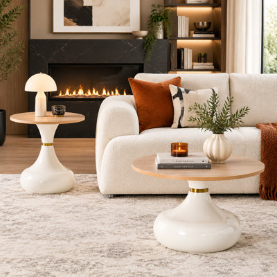Modern Round Nesting Coffee Table Flexible Layout Gourd Base