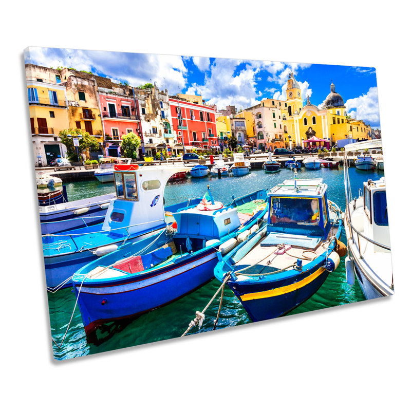 Procida Harbour Italy - Wrapped Canvas Art Prints, 30.5cm H x 45.7cm W