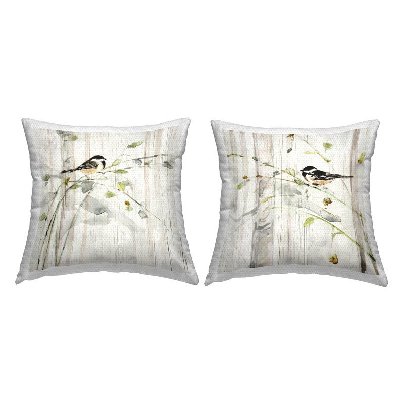 Ensemble de 2 coussins décoratifs d'extérieur Perché Magpies Country Botanicals par Sally Swatland