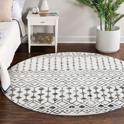 Geometric Silver/White Area Rug