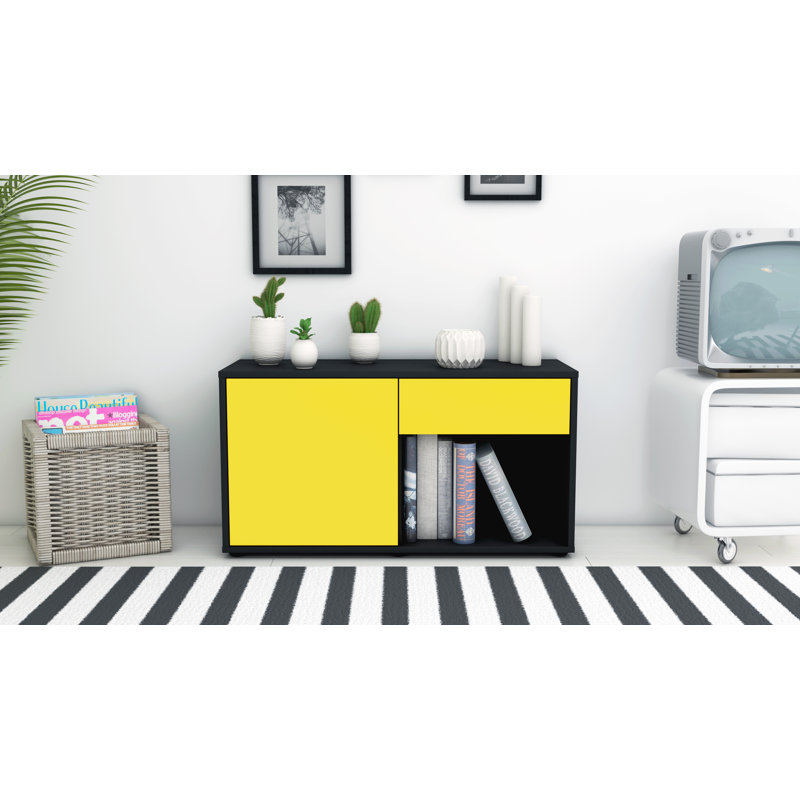 Keyon 92 cm W Chest of Drawers, Yellow / Matte Anthracite