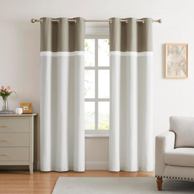 Anissa Beige Grommet Window Curtain 37Wx84L, 2 Panels