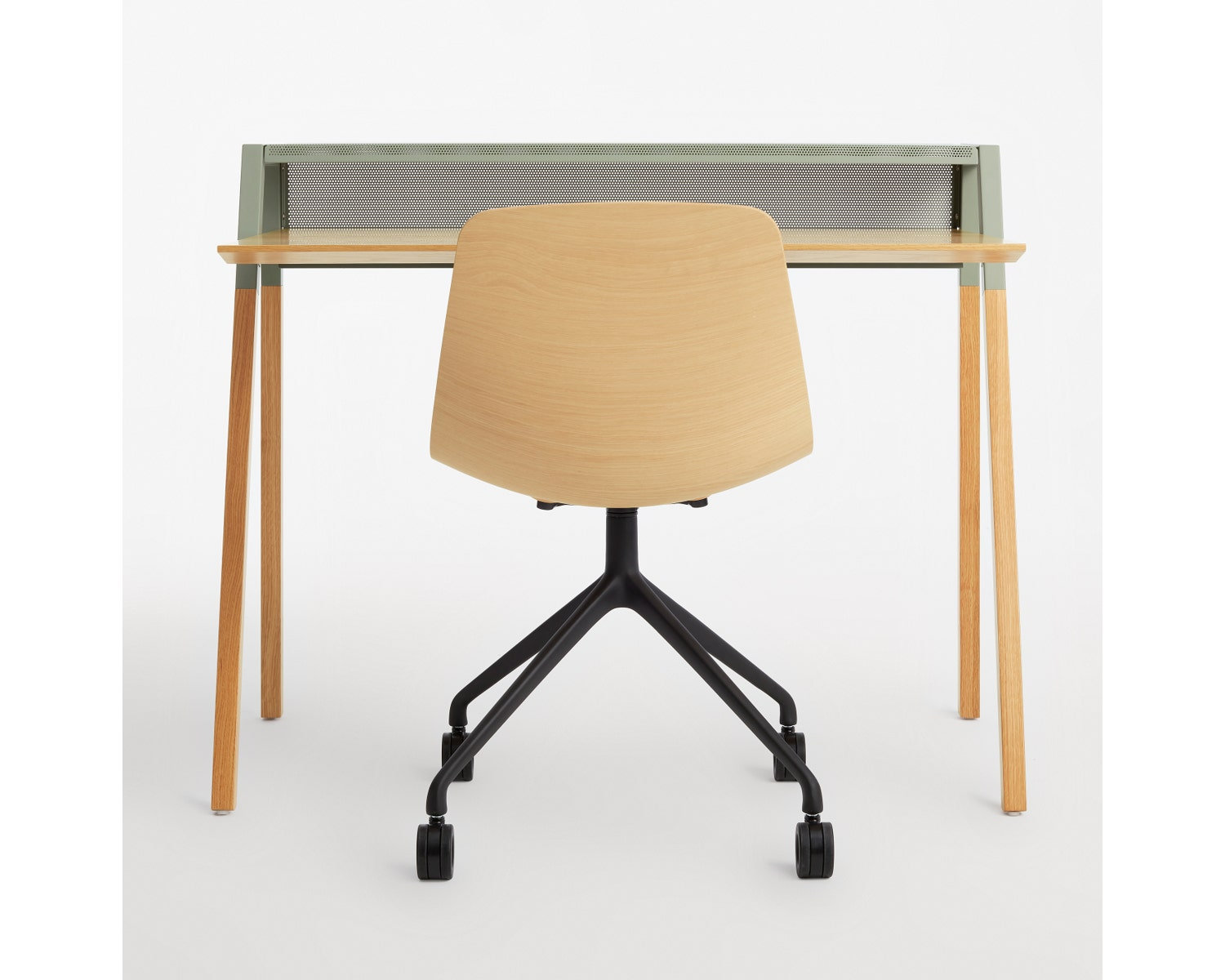 Cant Writing Desk, Gray Green/White Oak