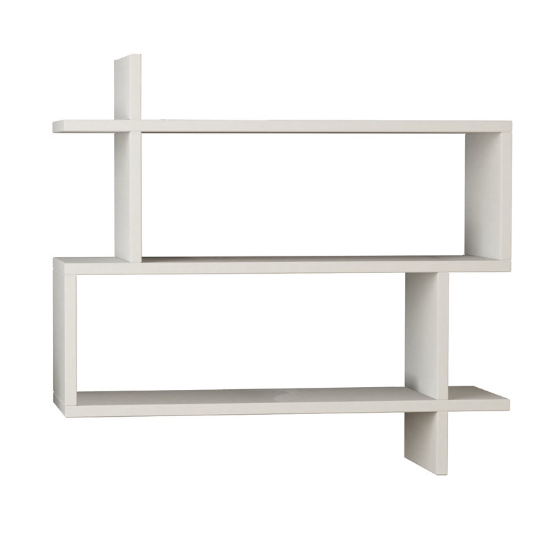 Argonaut Modern Wall-Mounted 2-Tier Floating Bookshelf, White