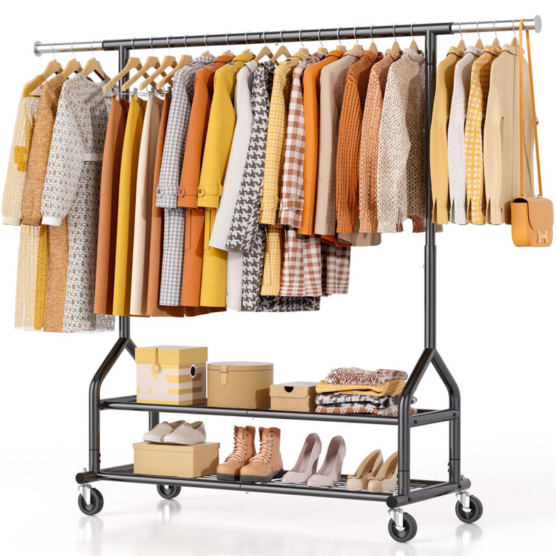 Bonville Adjustable Rolling Clothing Rack, Black