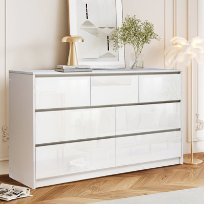 Commode 8 tiroirs pour chambre à coucher, commode en bois avec rail en métal lisse, grandes commodes, commodes de chambre modernes avec meuble télé 8 tiroirs,