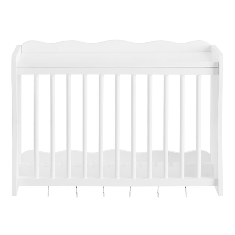 Wood Rectangle Wall Mounted Pot Rack, White