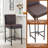 Bar Stools Set Of 6, 24'' Tall Barstools, Counter Height Bar Stools With Back Support, Faux Leather, Metal Legs, Upholstered Seat Cushion Modern Barstool, Use For Kitchen Island Home Bar, Brown