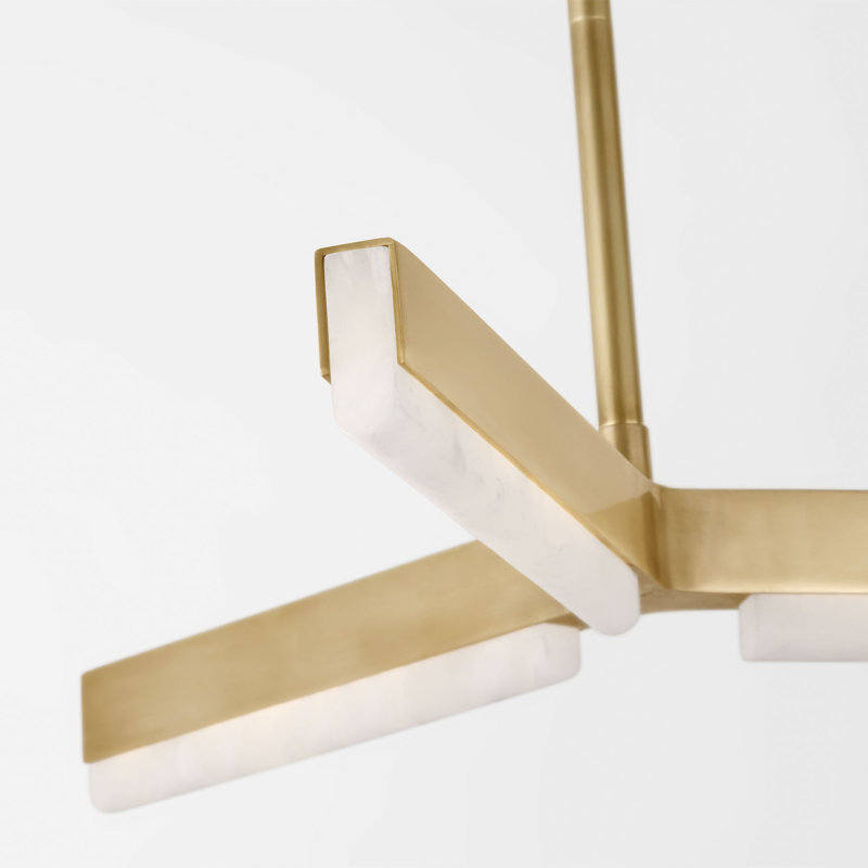 Linea LED Chandelier, Hand Rubbed Antique Brass