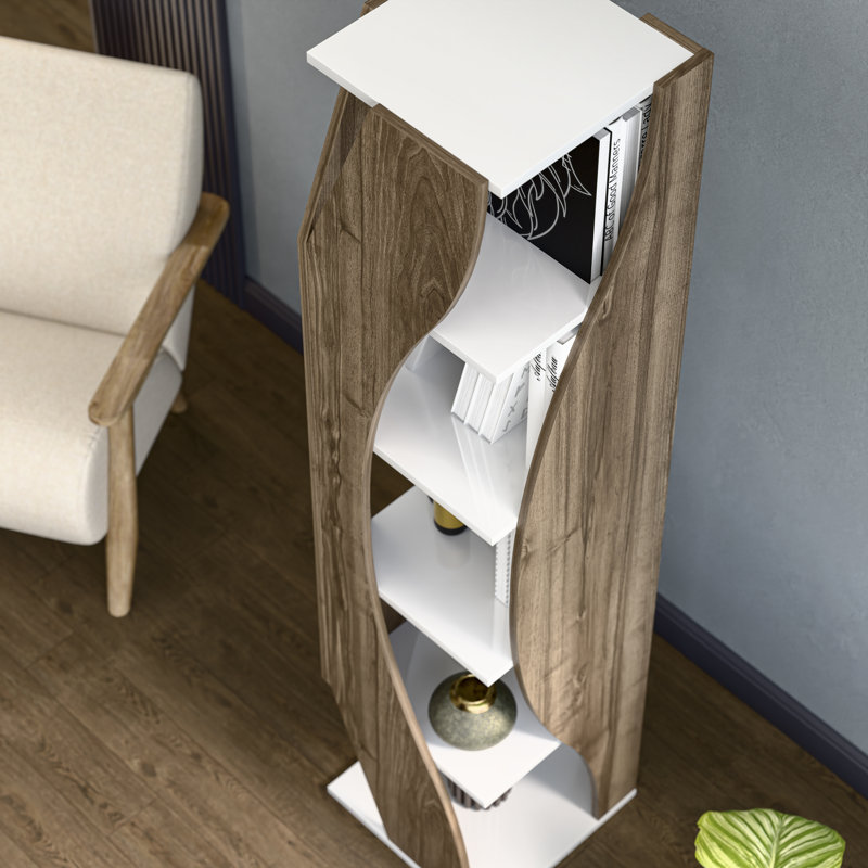 Reva 180cm x H 40cm W Corner Bookcase, Brown