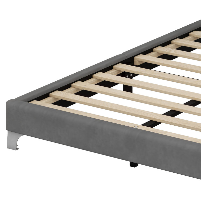 Structure de lit plateforme tapissier avec lumières DEL, Gris