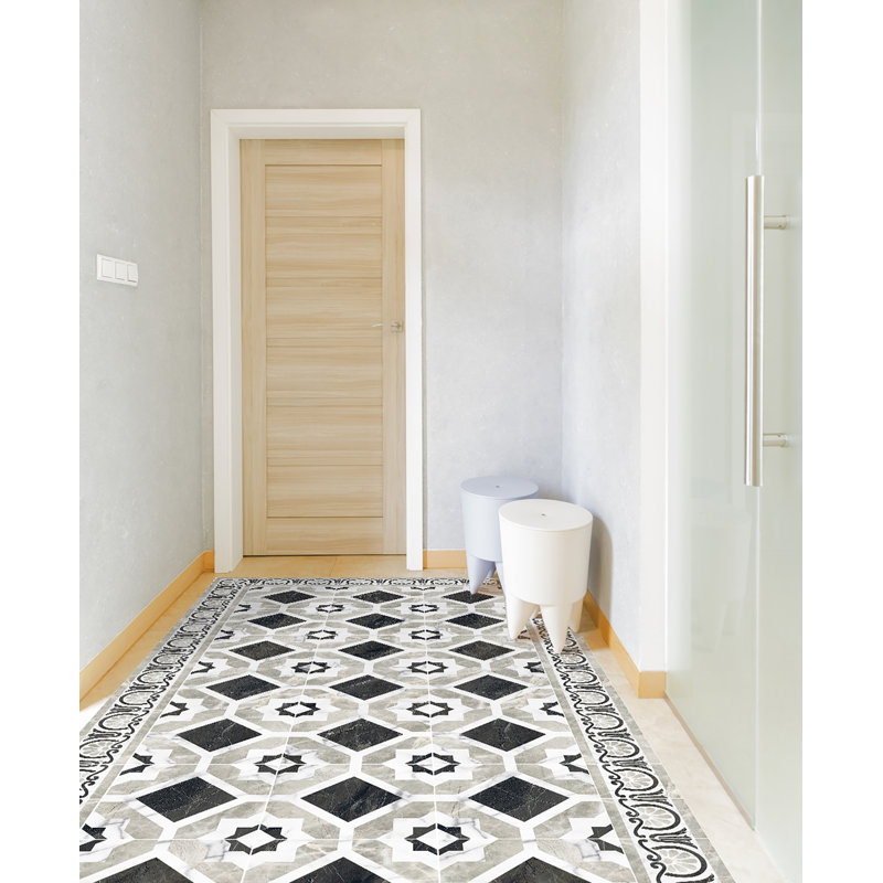 Jodie Black/White Indoor/Outdoor Kitchen Mat, Runner 66 x 250cm