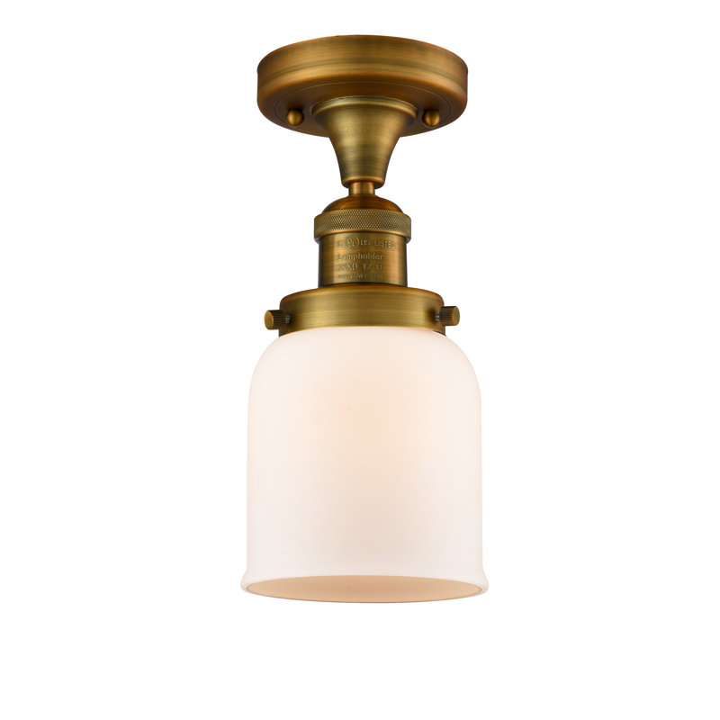 Norberto Glass Semi Flush Mount, Brushed Brass, Matte White Cased