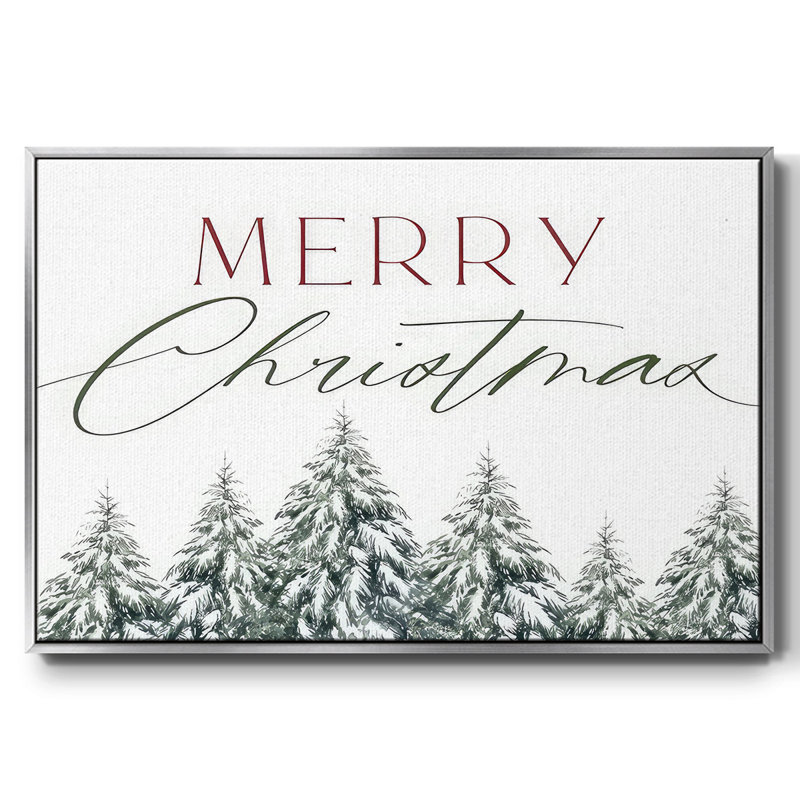 Joyeux Noël, arbres, H 17 po x l 25 po x P 1,5 po, Encadrement argenté