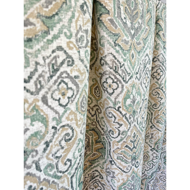 Rideaux vert à motif cachemire damassé, L 50 po x L 50 po