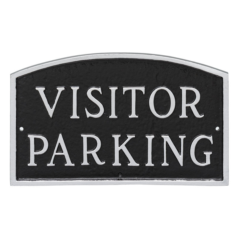 Plaque de jardin de l’état du parking visiteur, Noir / argent